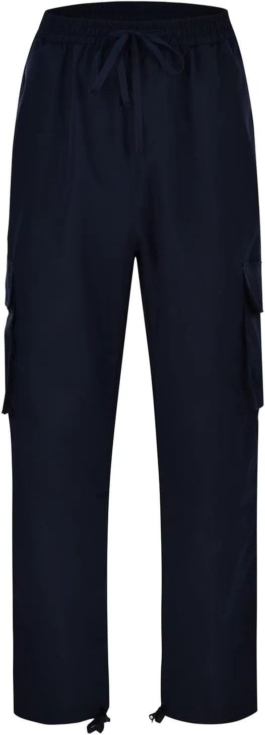 CRNTCEM Straight Cargo Pants for Men Outdoor Hiking Work Pants Elastic Waist Athletic Workout Chinos Casual Pants