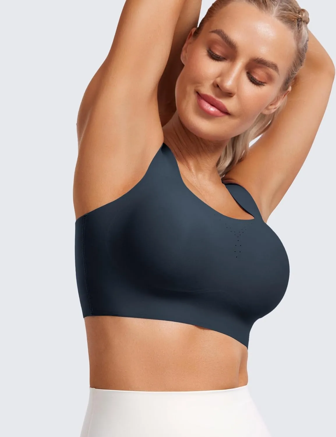 CRZ YOGA Womens Flex Sculpt Racerback Sports Bra - U Neck Medium Impact Padded Wireless Workout Gym Crop Top