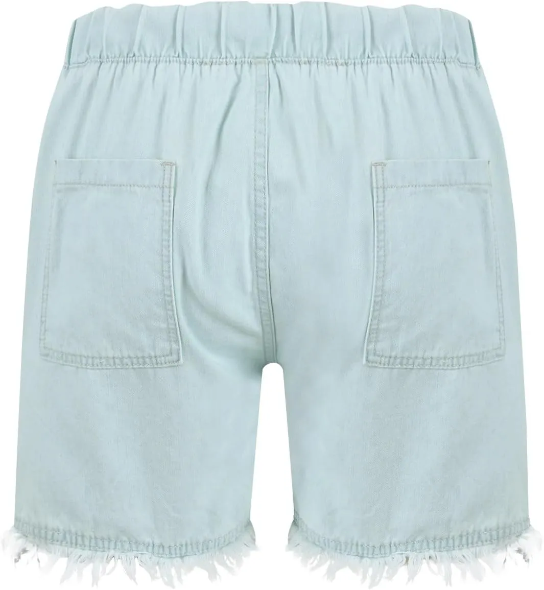 Denim Shorts Women High Waisted Stretch Drawstring Cut Off Jeans Shorts Baggy Comfy Cute Y2k Jean Shorts with Pockets
