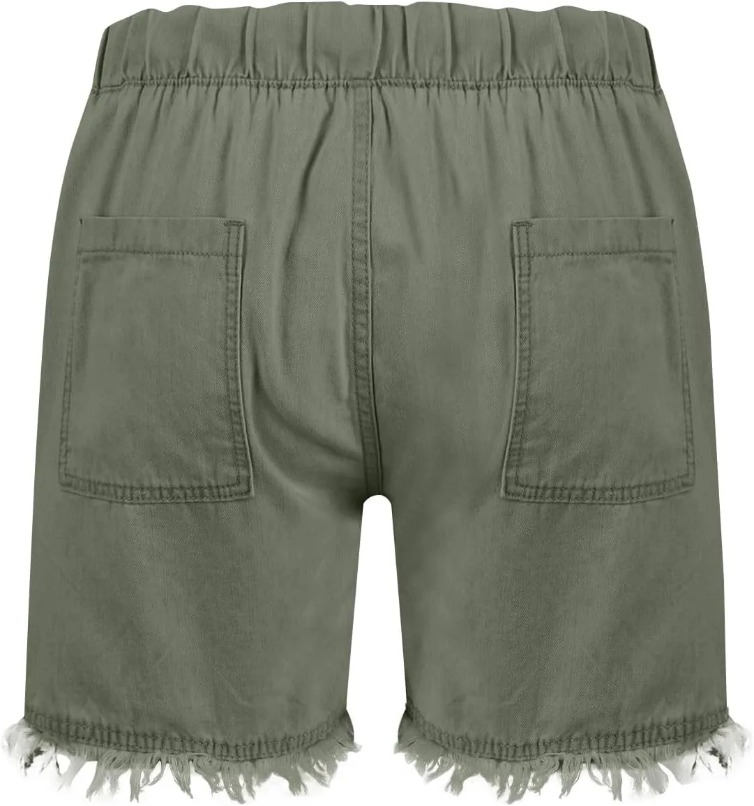 Denim Shorts Women High Waisted Stretch Drawstring Cut Off Jeans Shorts Baggy Comfy Cute Y2k Jean Shorts with Pockets