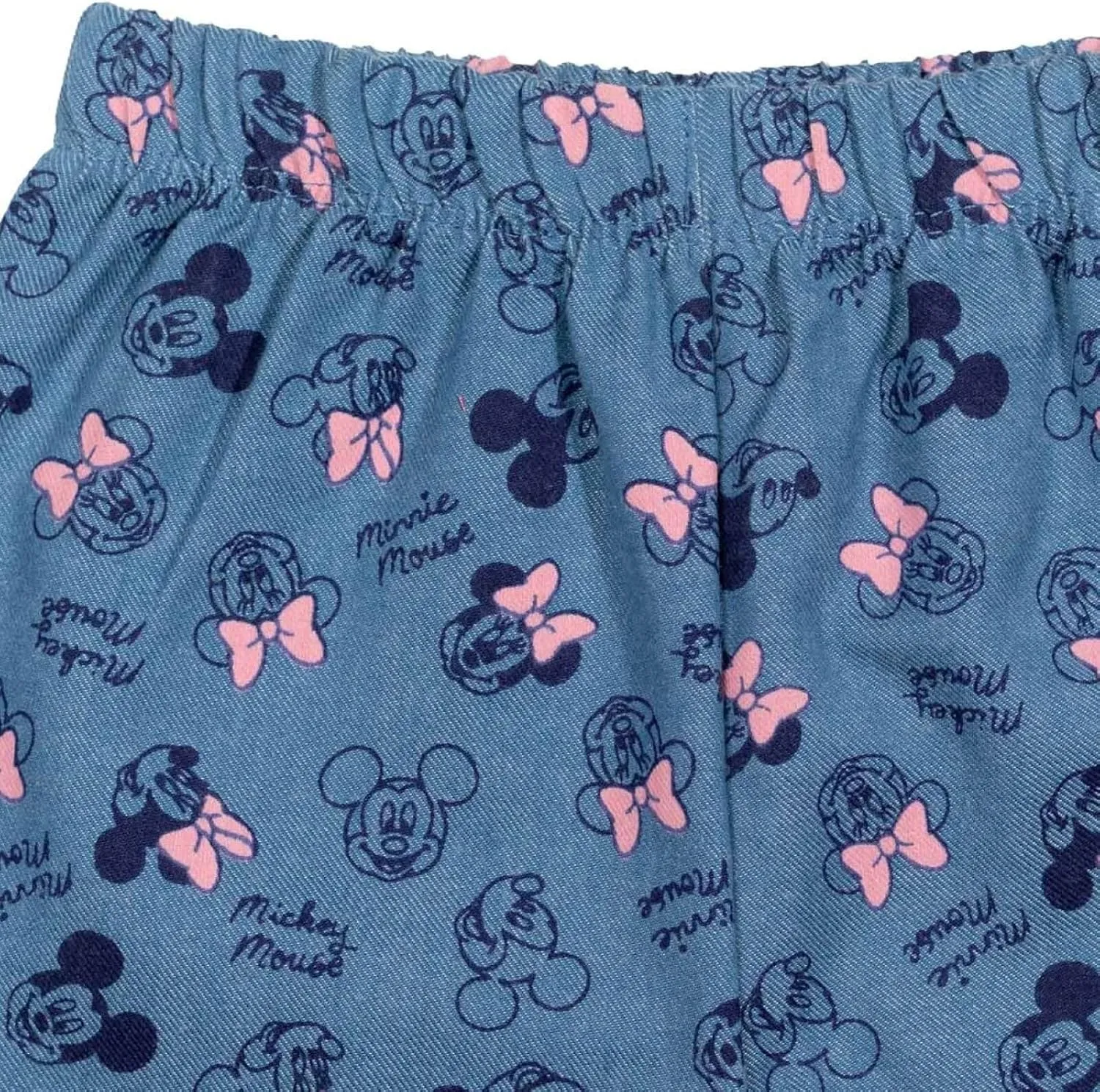 Disney Minnie Mouse Rainbow Floral T-Shirt and Chambray Shorts Outfit Set Infant to Big Kid Sizes (12 Months - 14-16)