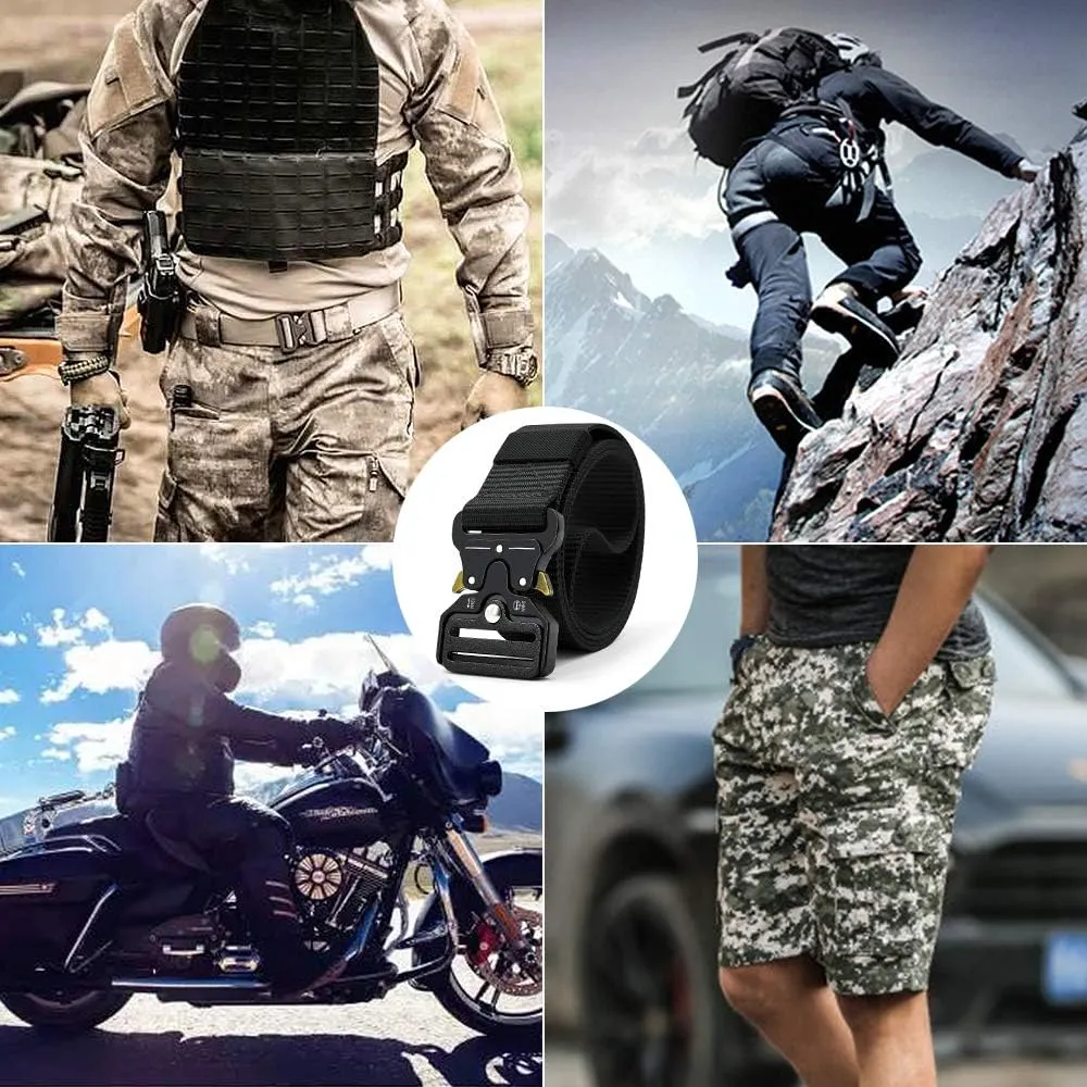 DOOPAI Tactical Belt for Men, 3Pack Military Nylon Web with Heavy Duty Quick Release Metal Buckle