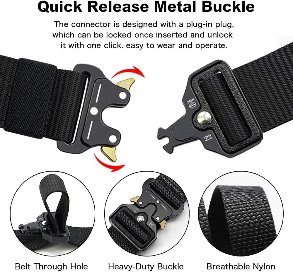 DOOPAI Tactical Belt for Men, 3Pack Military Nylon Web with Heavy Duty Quick Release Metal Buckle