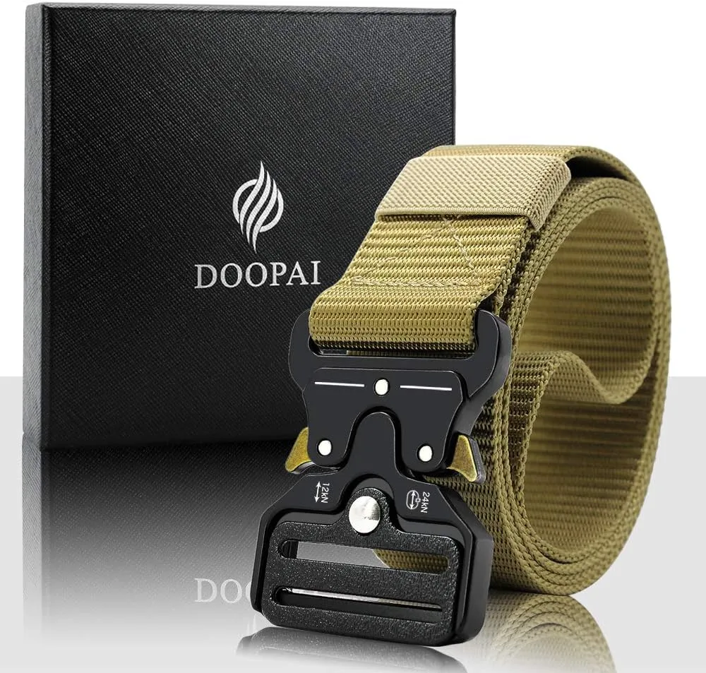 DOOPAI Tactical Belt for Men, 3Pack Military Nylon Web with Heavy Duty Quick Release Metal Buckle