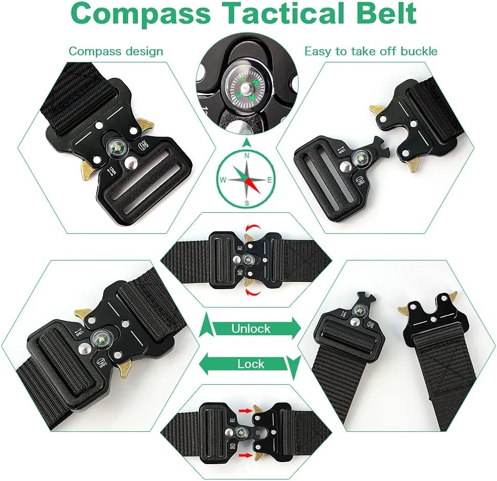 DOOPAI Tactical Belt for Men, 3Pack Military Nylon Web with Heavy Duty Quick Release Metal Buckle
