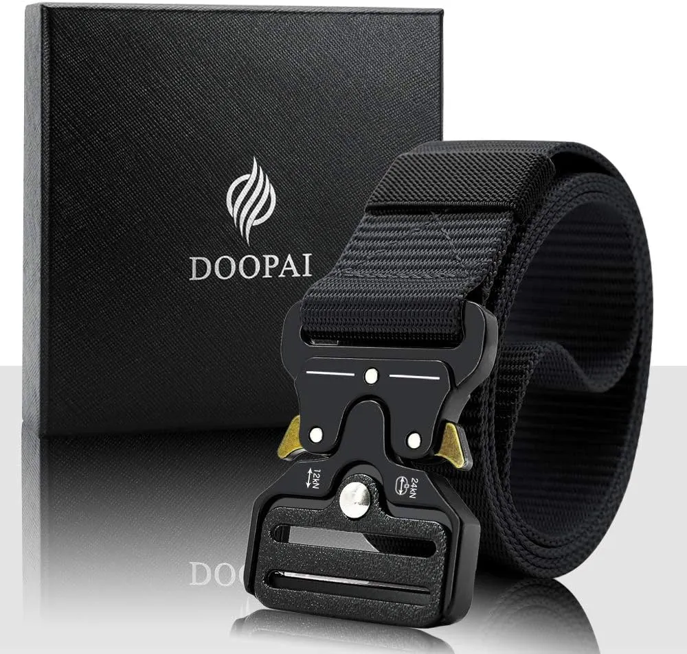 DOOPAI Tactical Belt for Men, 3Pack Military Nylon Web with Heavy Duty Quick Release Metal Buckle