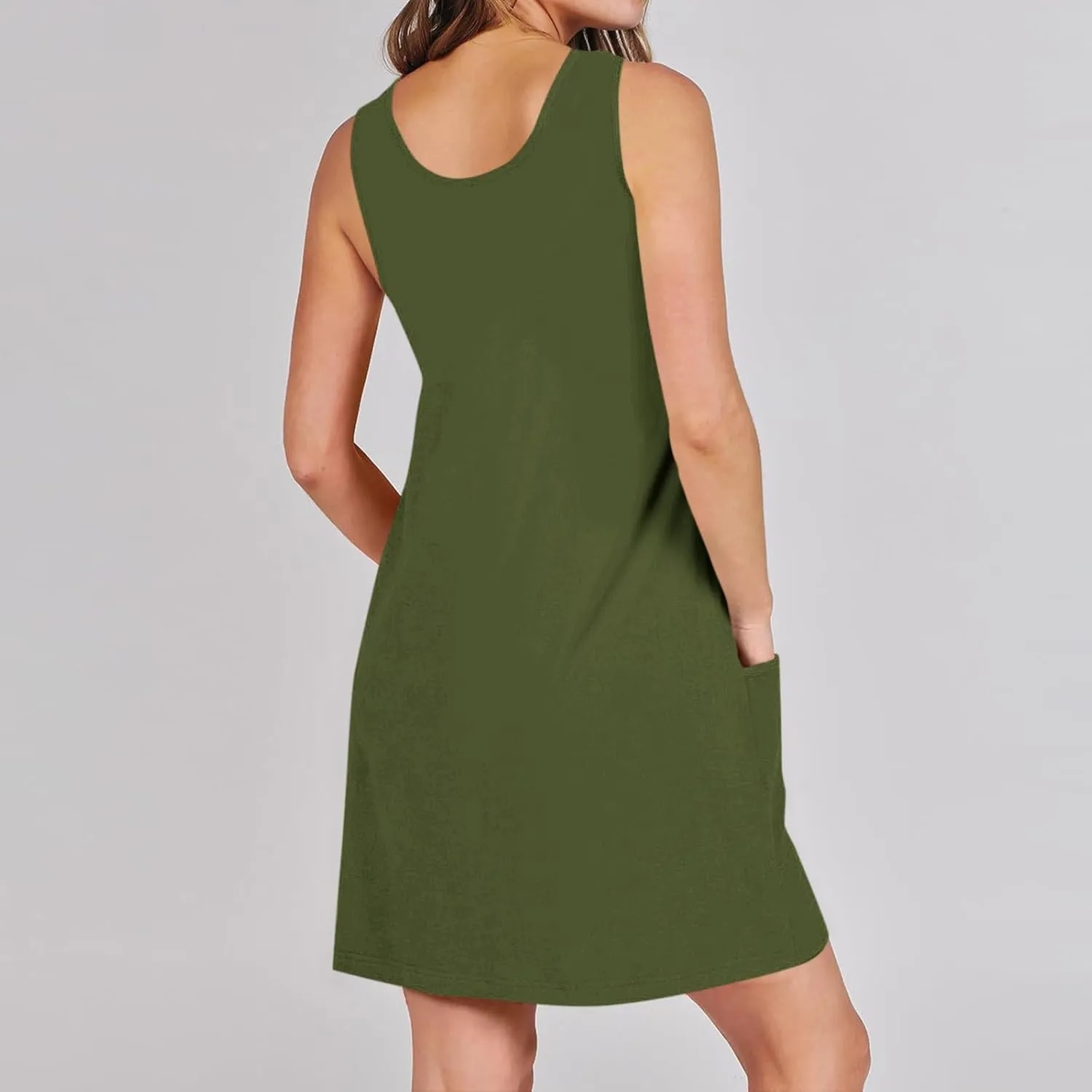 Dresses for Women Loose Fit Sundress Sleeveless U Neck Tops Summer Dress Casual Beach Vacation Mini Dress 2025