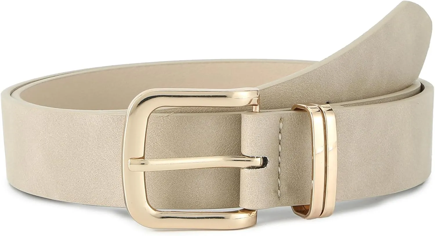 Earnda Women's Leather Belts for Jeans Dresses, Gold Buckle Casual Ladies Waist Belt 1.30" Width