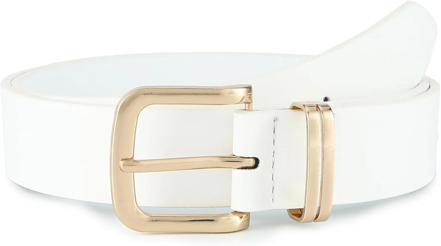 Earnda Women's Leather Belts for Jeans Dresses, Gold Buckle Casual Ladies Waist Belt 1.30" Width