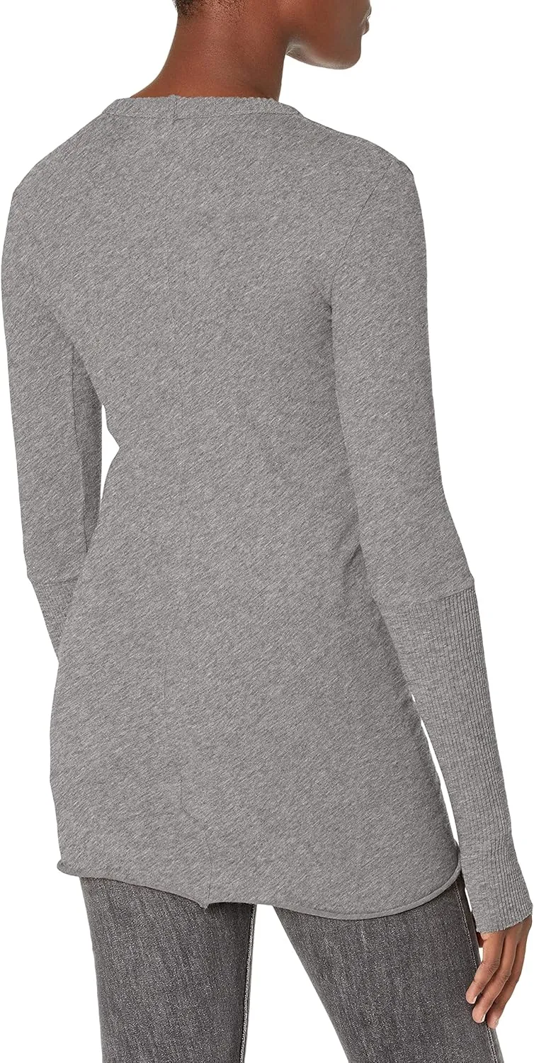 Enza Costa Women’s Cashmere Blend Cuffed Crew Top with Thumbholes