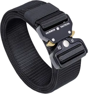 FAIRWIN Tactical Belt, Military Style Webbing Riggers Web Gun Belt with Heavy-Duty Quick-Release Metal Buckle