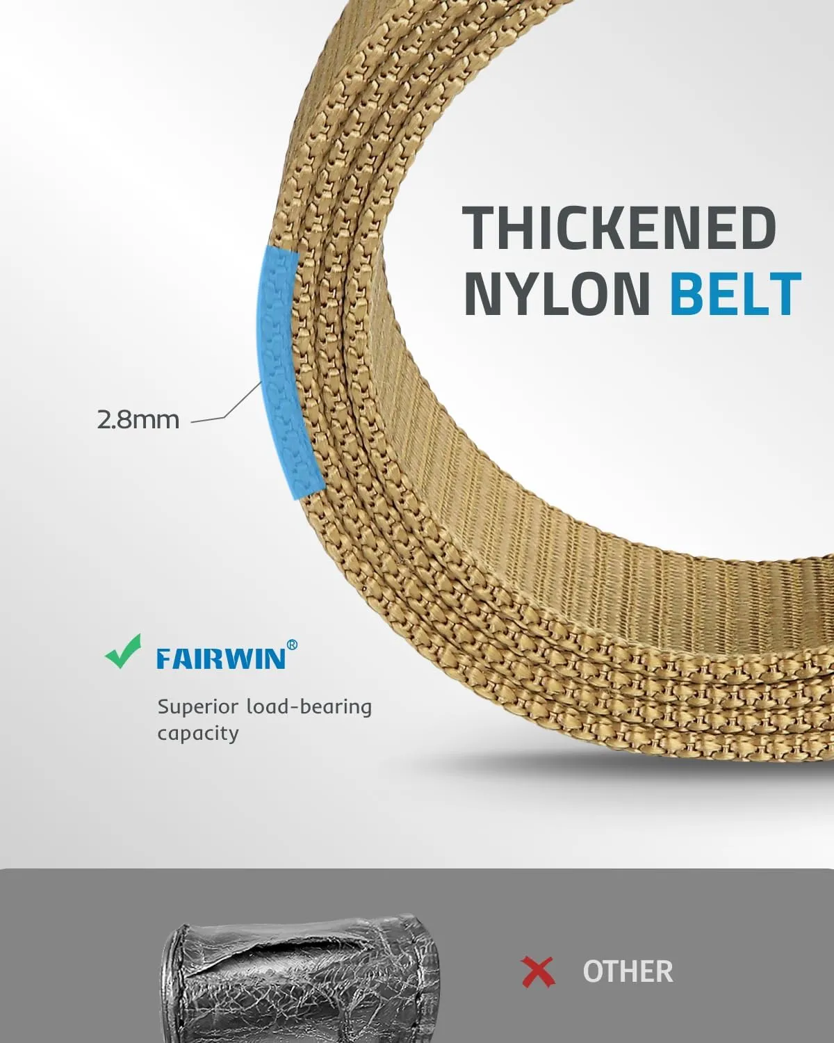 FAIRWIN Tactical Belt, Military Style Webbing Riggers Web Gun Belt with Heavy-Duty Quick-Release Metal Buckle