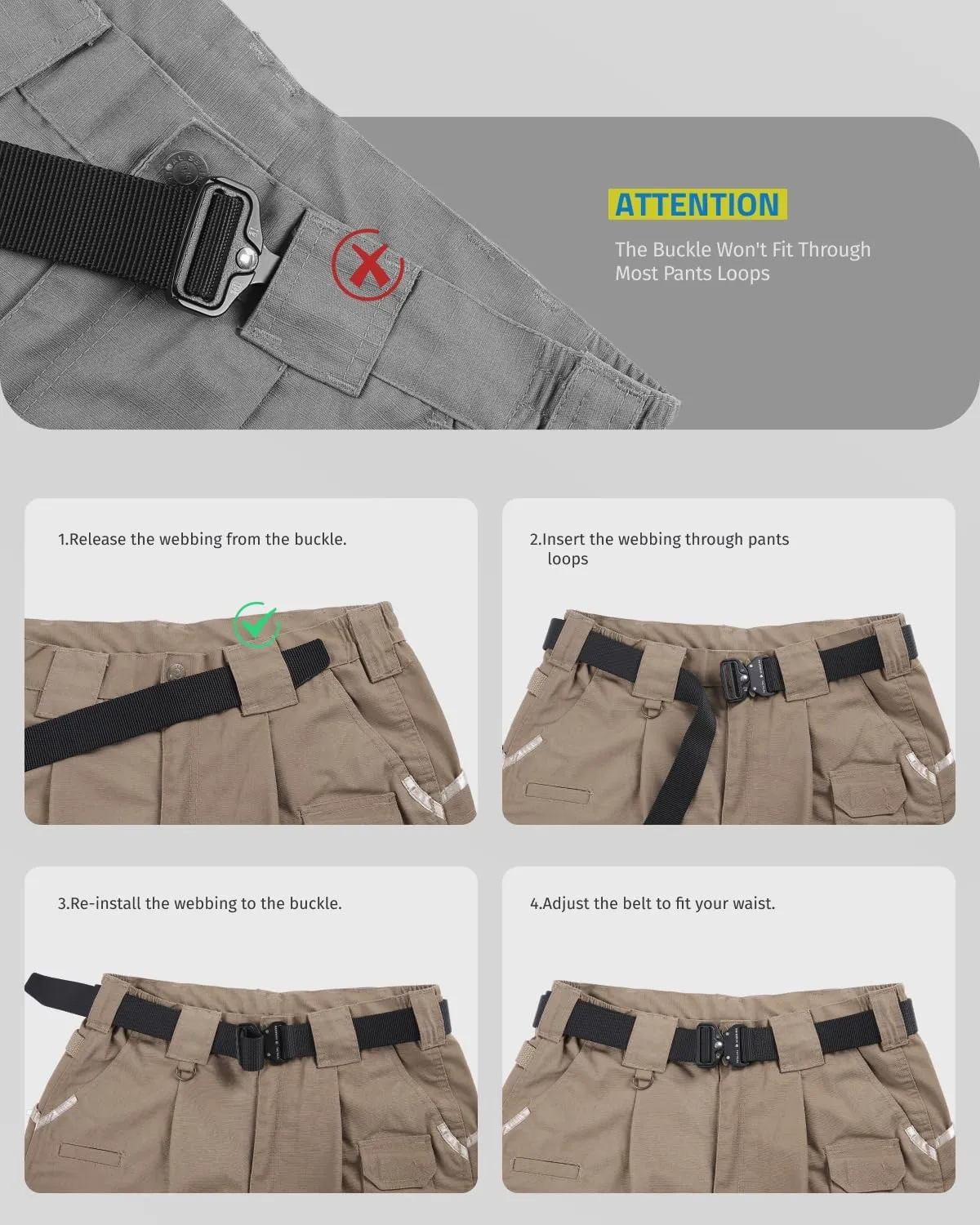 FAIRWIN Tactical Belt, Military Style Webbing Riggers Web Gun Belt with Heavy-Duty Quick-Release Metal Buckle