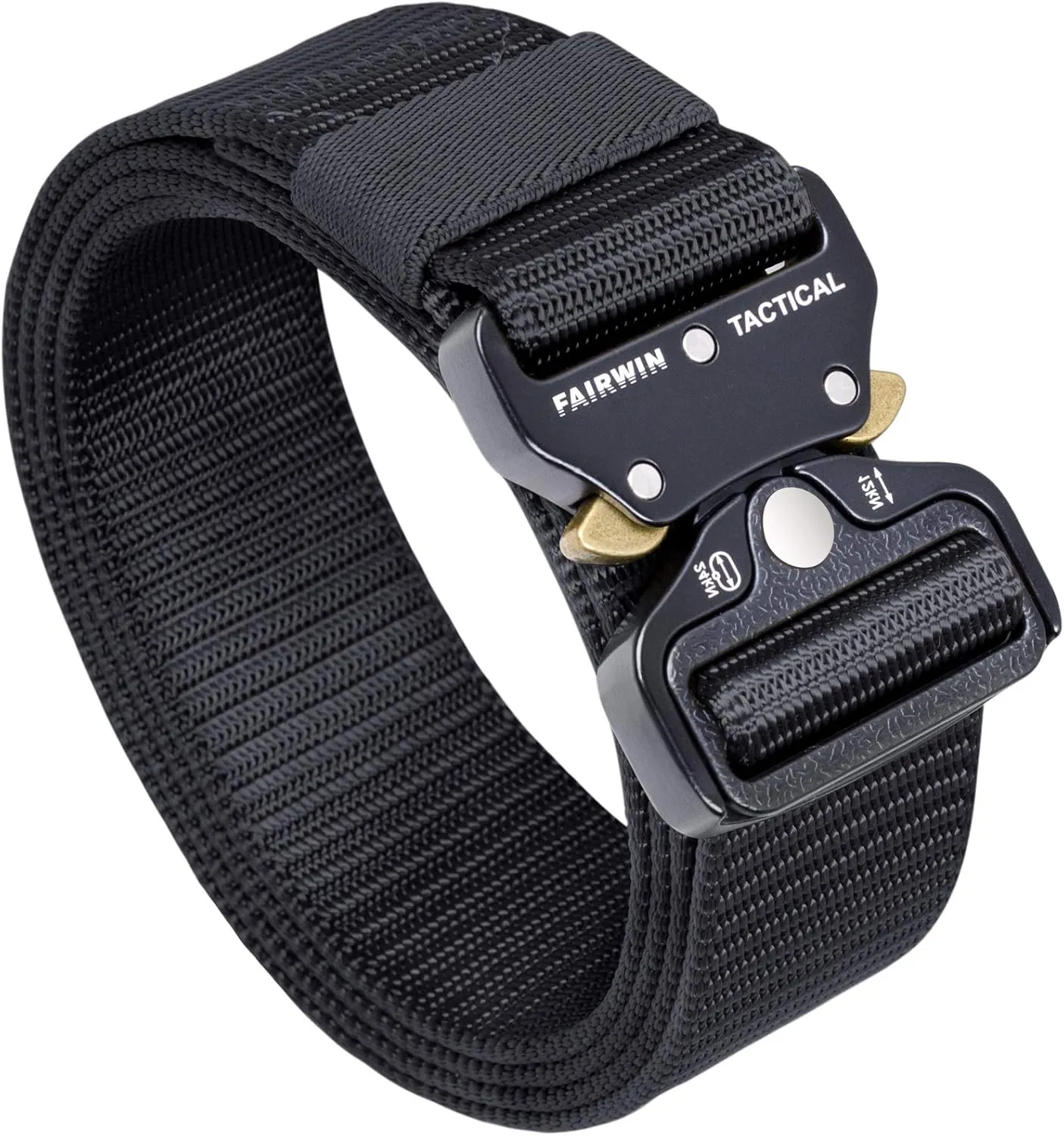 FAIRWIN Tactical Belt, Military Style Webbing Riggers Web Gun Belt with Heavy-Duty Quick-Release Metal Buckle