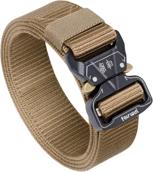 FAIRWIN Tactical Belt, Military Style Webbing Riggers Web Gun Belt with Heavy-Duty Quick-Release Metal Buckle