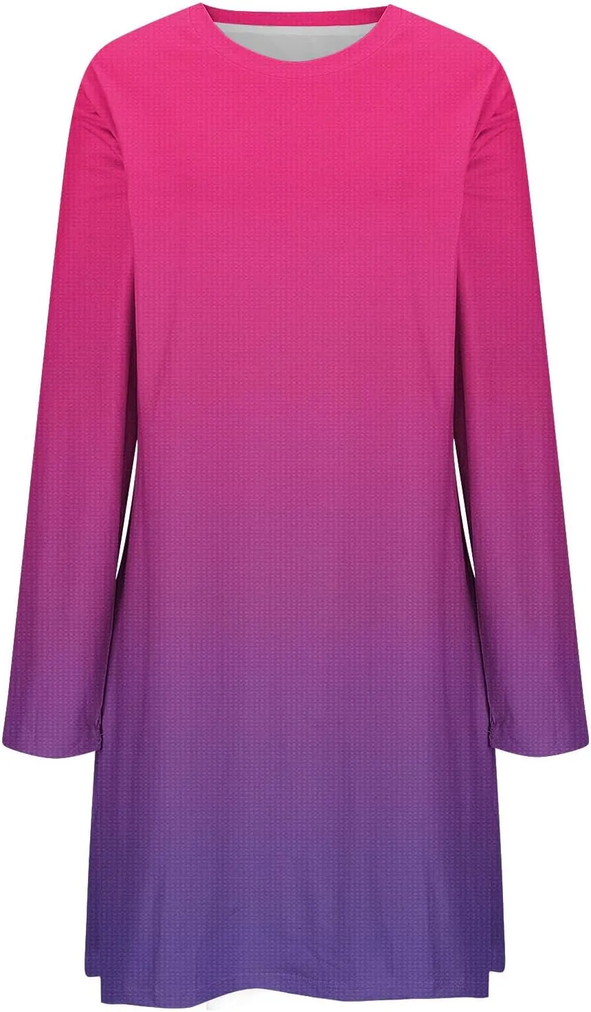 Fall Dresses for Women 2024 Casual Loose Floral Dress Long Sleeve Crew Neck Flowy Swing Mini Shift Dresses