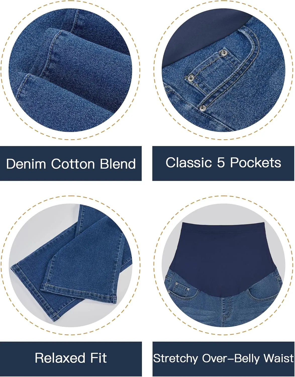 fitglam Women's Maternity Jeans Straight Leg Relaxed Fit Over Belly Pregnancy Denim Work Pants Maternity Clothes with Pockets