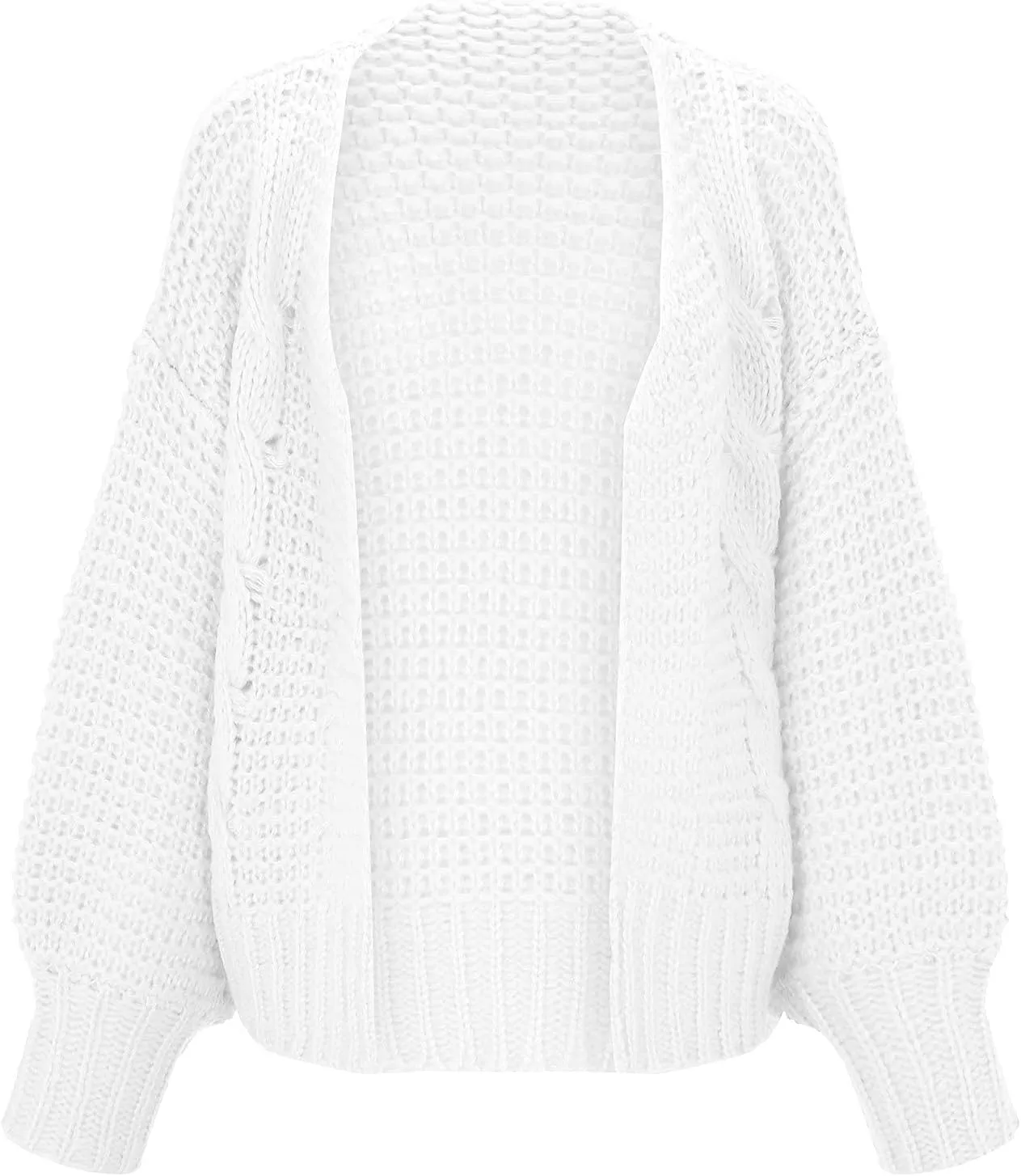 FMCHICO Women's Long Sleeve Cable Knit Cardigan Sweaters Open Front Outwear Coat