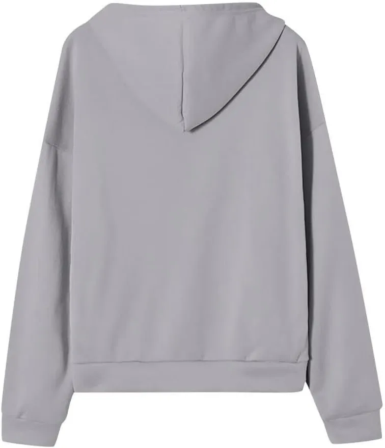 FMCHICO Women's Oversized Hoodies for Women Full Zip Up Long Sleeve Sweatshirts Drawstring Jackets Coat with Pockets