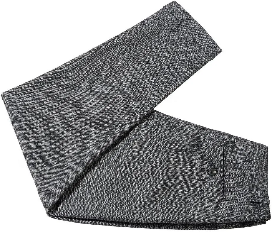 Formal Men Dress Pants with Design Buckle Tweed Herringbone Flat Wool Winter Groomsman Wear Tailored Fit