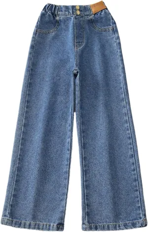 Girls Baggy Jeans Casual Preppy Clothes Relaxed Fit Cute Pants Comfy Exercise Straight Leg Stretch Training Wide Leg