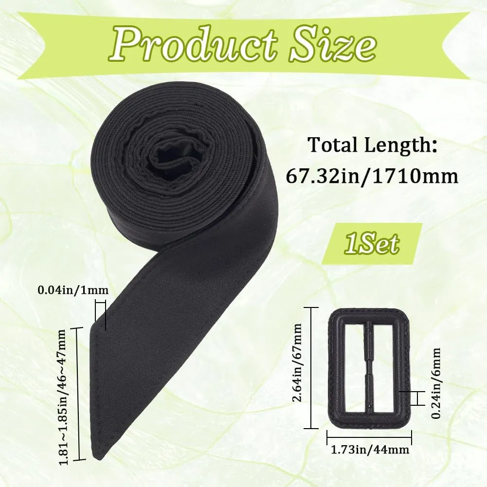 GORGECRAFT Women Trench Coat Belt 67 Inch Black Polyester Waistband Replacement Wind Coat Wide Tie Waist Belt Band Adjustable Buckle Belts for Shirt Dress Robe Pajamas Windbreaker Overcoat Jacket