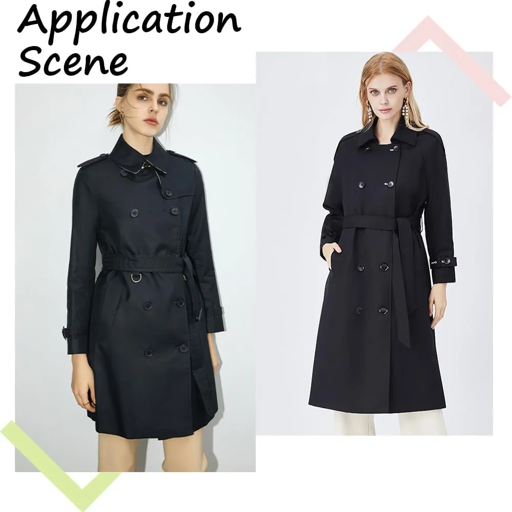 GORGECRAFT Women Trench Coat Belt 67 Inch Black Polyester Waistband Replacement Wind Coat Wide Tie Waist Belt Band Adjustable Buckle Belts for Shirt Dress Robe Pajamas Windbreaker Overcoat Jacket