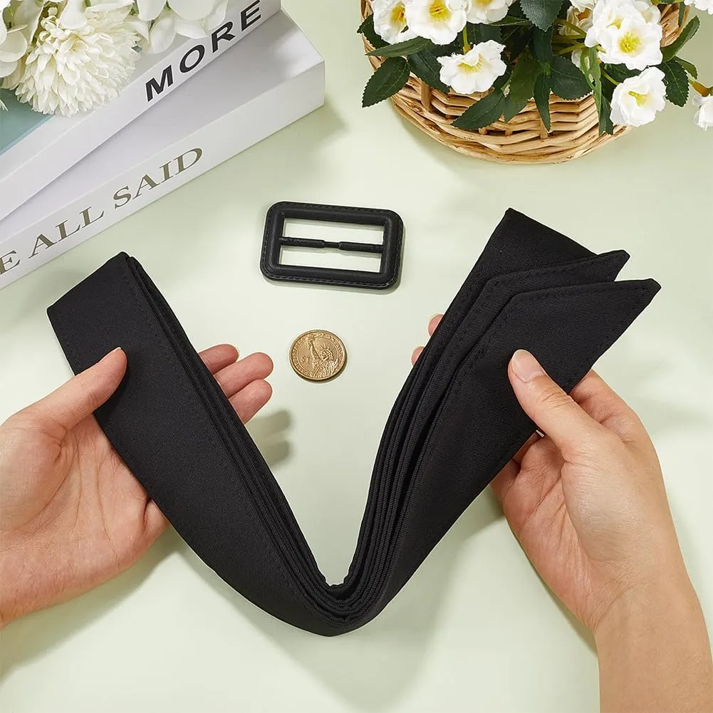 GORGECRAFT Women Trench Coat Belt 67 Inch Black Polyester Waistband Replacement Wind Coat Wide Tie Waist Belt Band Adjustable Buckle Belts for Shirt Dress Robe Pajamas Windbreaker Overcoat Jacket