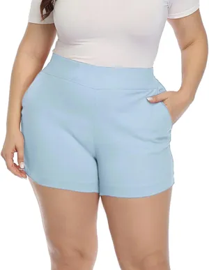 HDE Women's Plus Size Chino Shorts High Waisted 4" Inseam Summer Casual Shorts