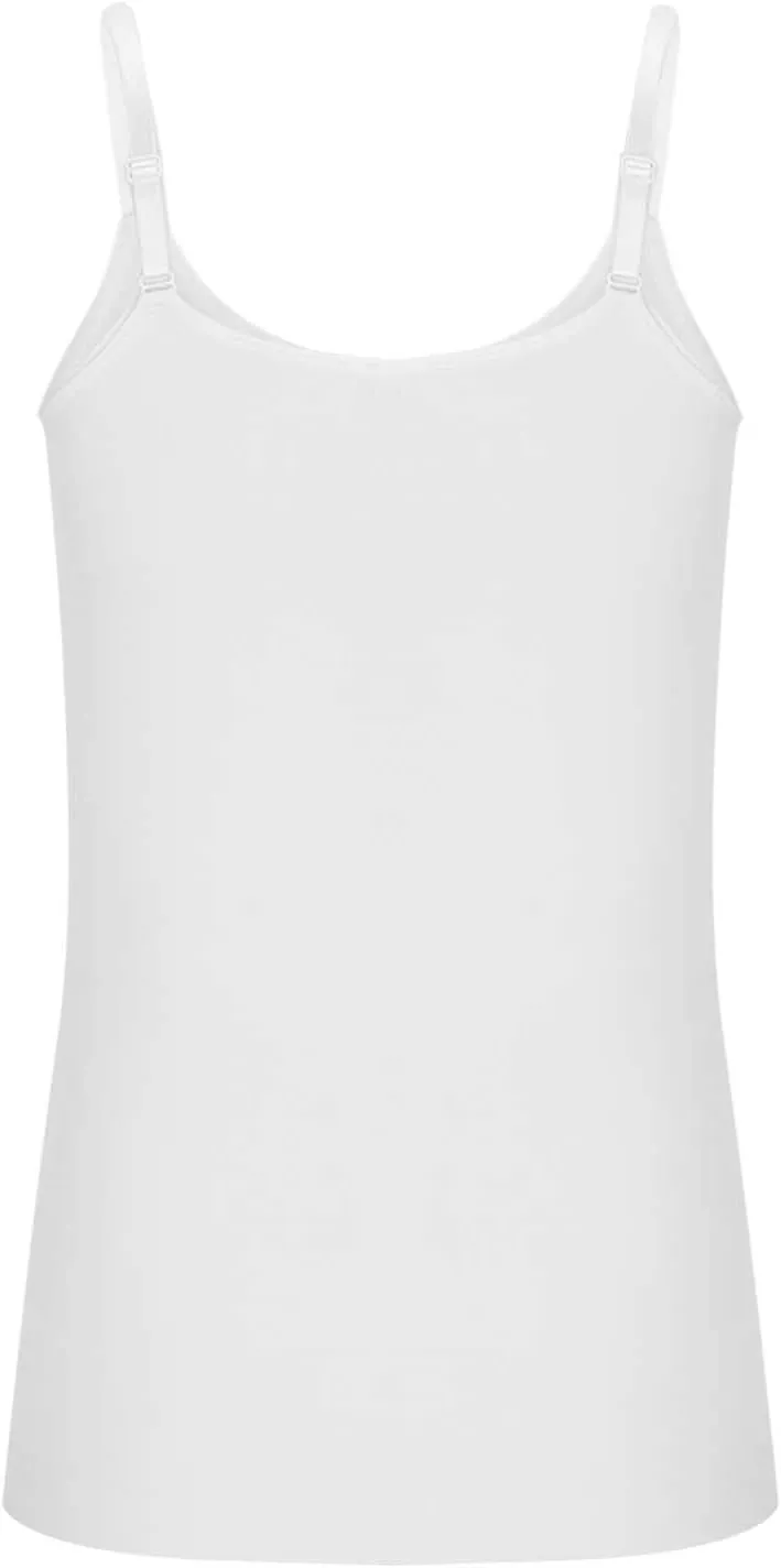 HGps8w Plus Size Women Seamless Classic Camisole Ladies Adjustable Spaghetti Strap Basic Long Cami Tunic Tank Top