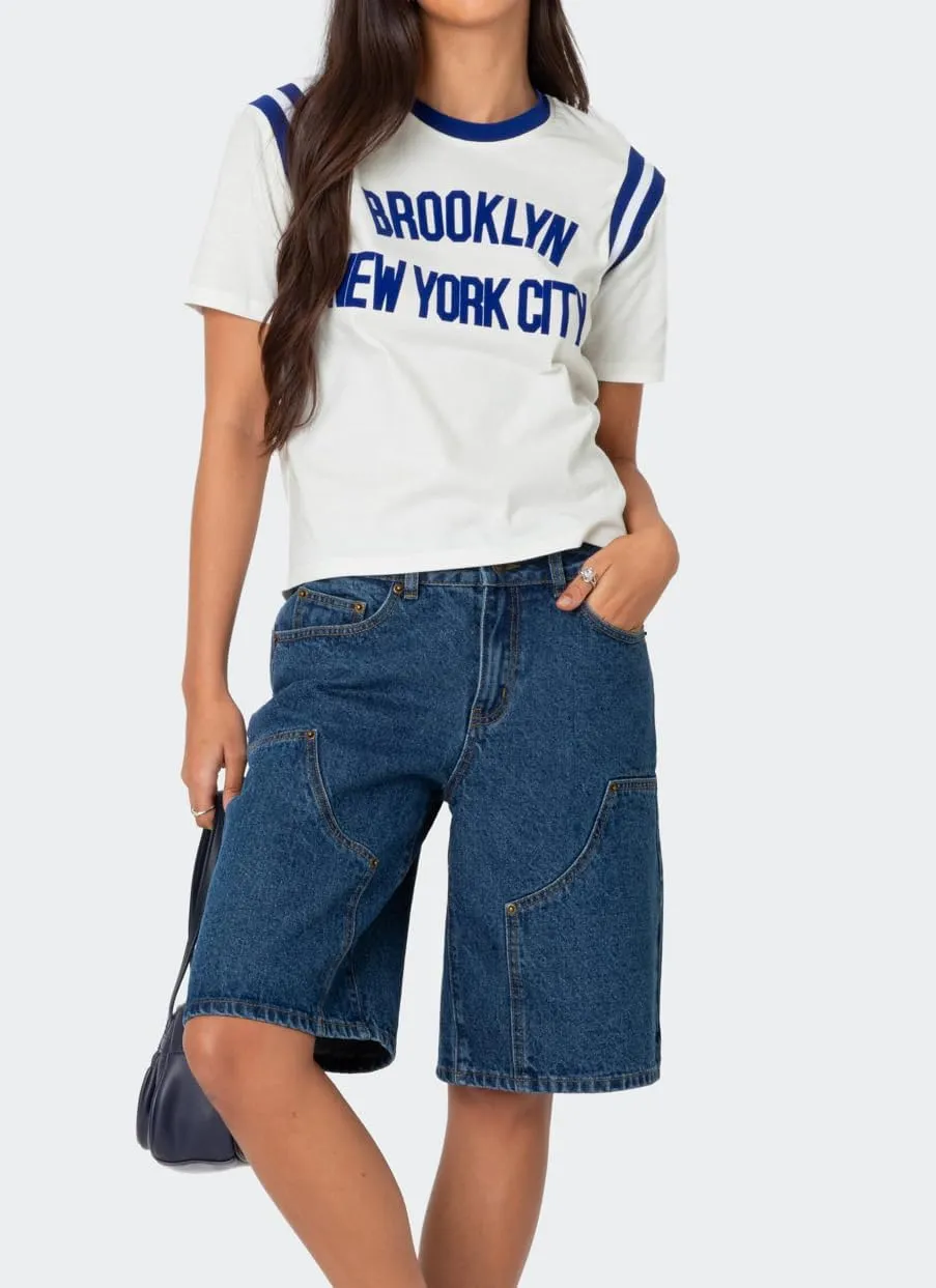 High Waisted Jean Shorts Women Casual Trendy Stretchy Wide Leg Denim Shorts Baggy Straight Leg Shorts with Pockets