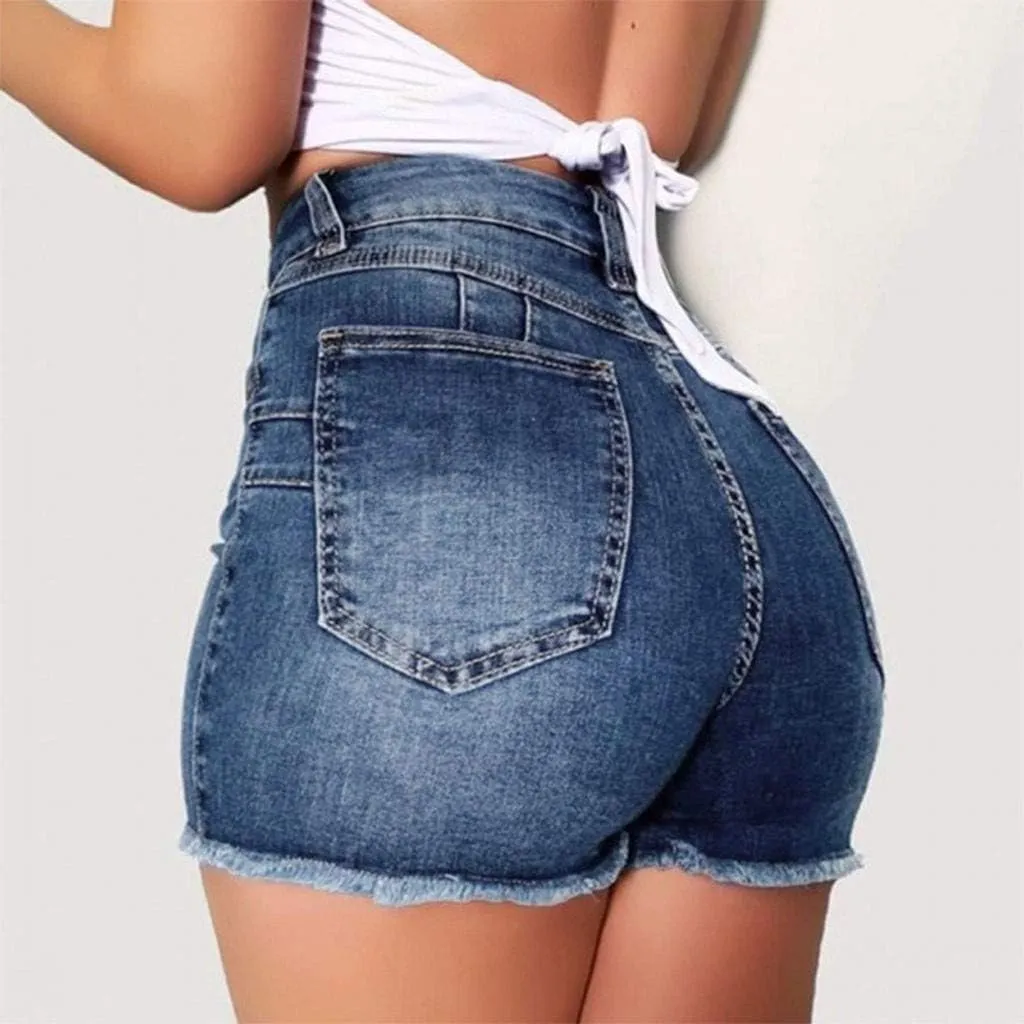 High Waisted Jean Shorts Womens Juniors Casual Summer Stretchy Jean Shorts Butt Lifting Tummy Control Denim Shorts