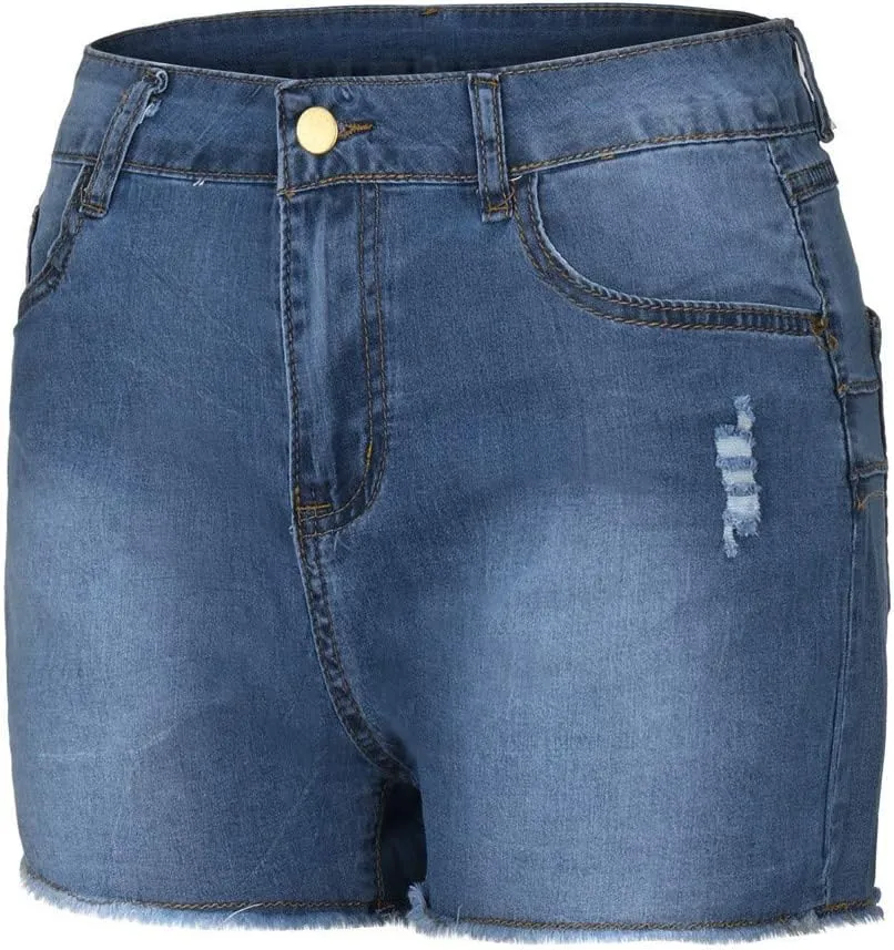 High Waisted Jean Shorts Womens Juniors Casual Summer Stretchy Jean Shorts Butt Lifting Tummy Control Denim Shorts