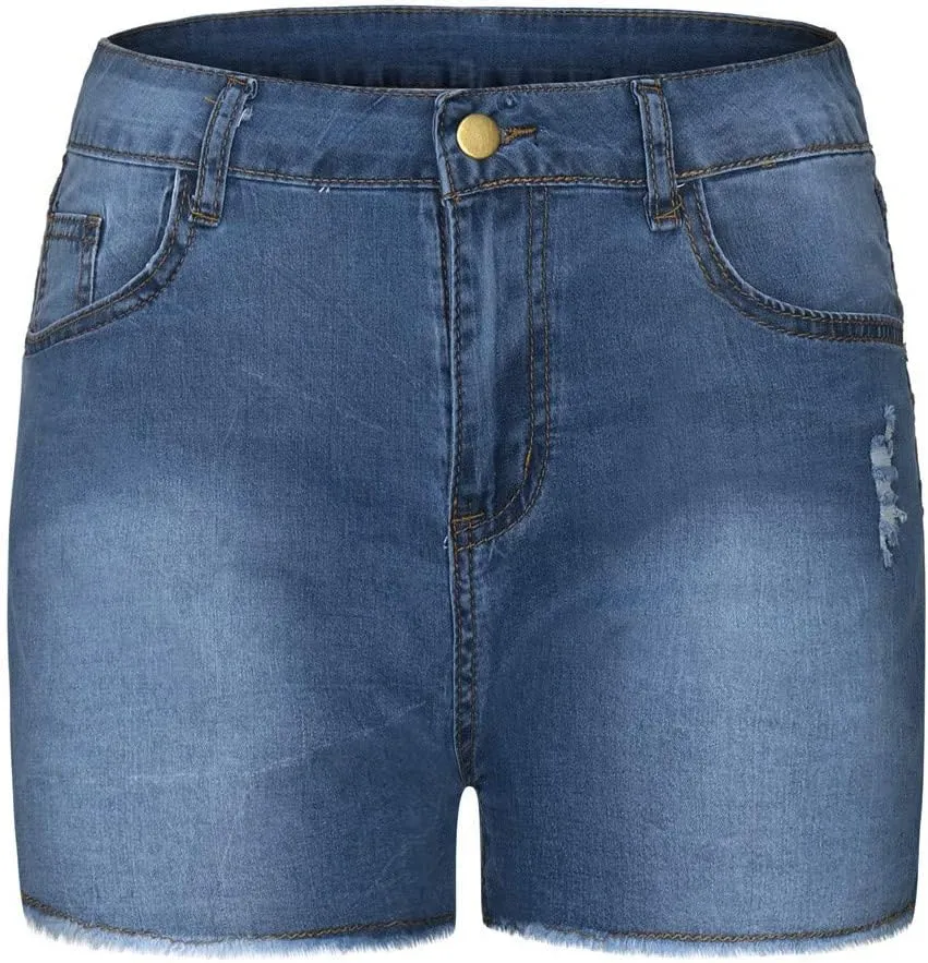 High Waisted Jean Shorts Womens Juniors Casual Summer Stretchy Jean Shorts Butt Lifting Tummy Control Denim Shorts