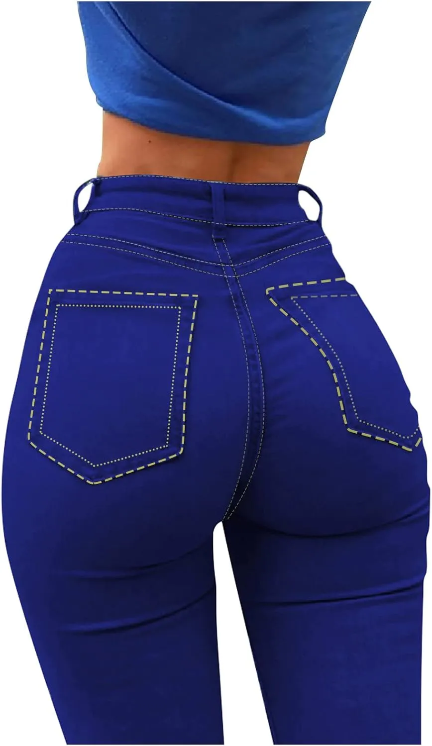 High Waisted Skinny Jeans for Women Stretch Skinny Butt Lifting Jeans Denim Pants Casual Slim Fit Pants with Pockets