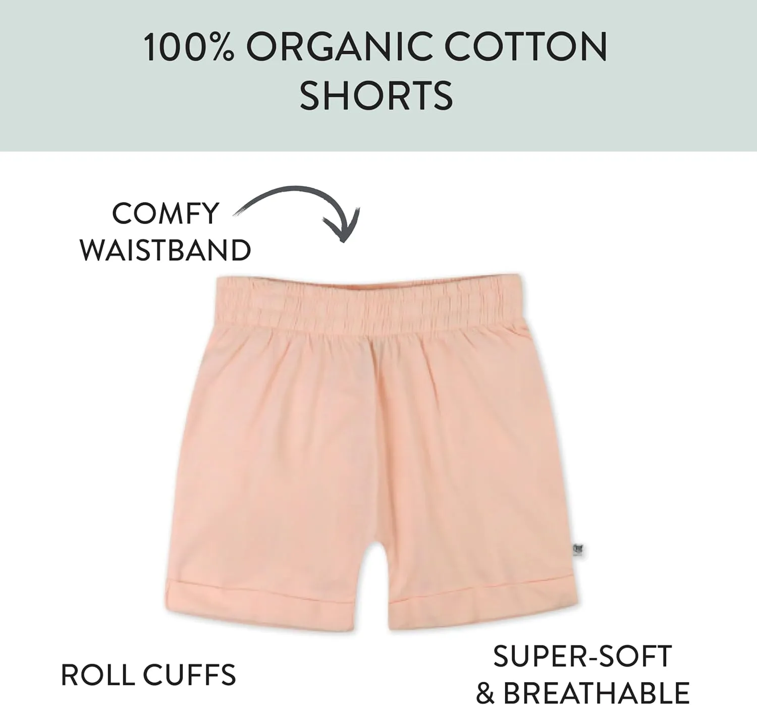 HonestBaby baby-girls Cuffed Short 100% Organic Cotton for Infant Baby and Toddler Girls