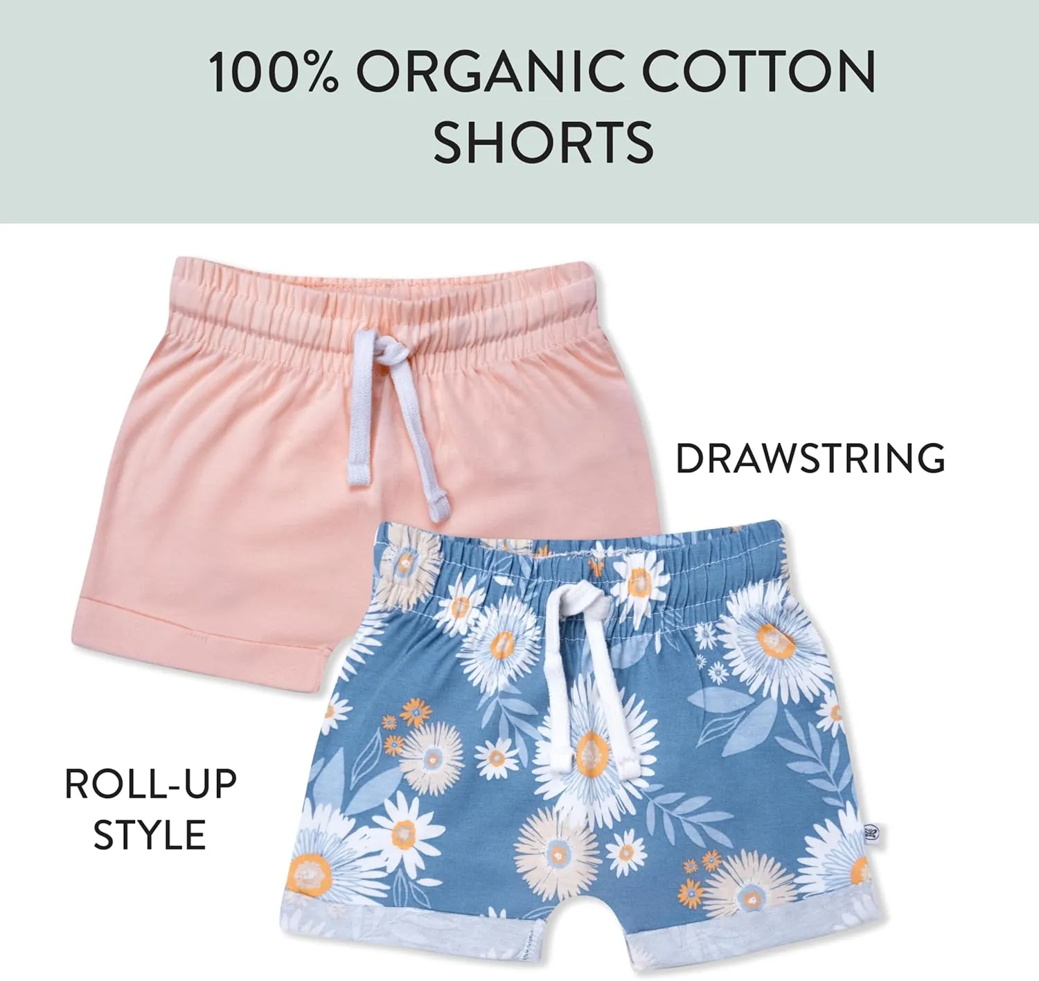 HonestBaby baby-girls Cuffed Short 100% Organic Cotton for Infant Baby and Toddler Girls