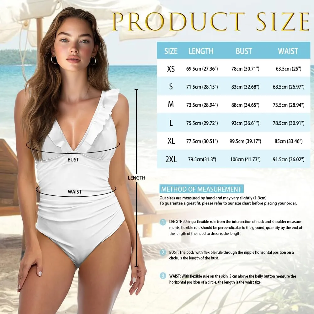 Howilath Aztec Tribal Print Women Swimwear Tummy Control One Piece Ladies Swimsuits V-Neck Bathing Suits High Waist Bikini
