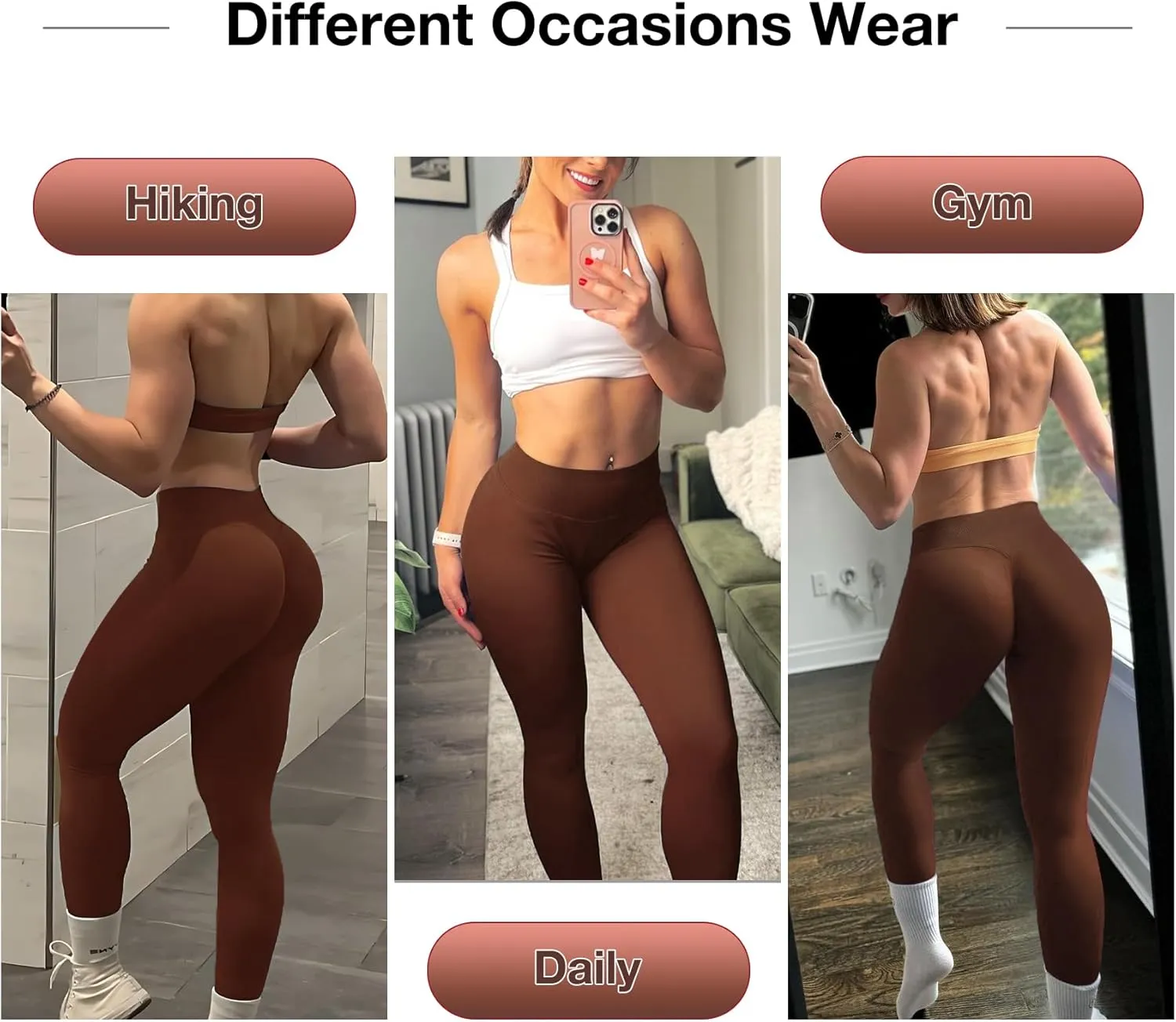 Impact Hidden Scrunch Butt Leggings for Women Mid Low Waist Gym Workout Legging Tummy Control Booty Lifting Yoga Pants