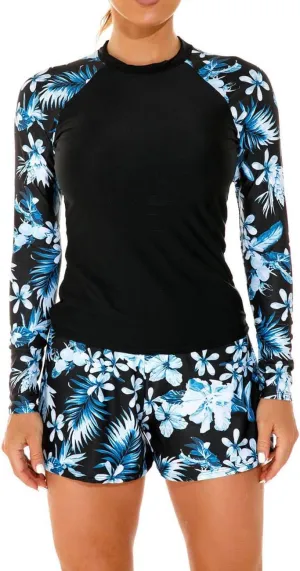 JadeRich Women Two Piece Rash Guard Long Sleeve Swimsuit UV UPF50  Swim Shirt Bathing Swimwear with Short Bottom