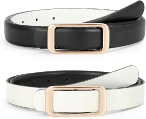 JASGOOD Women Reversible Leather Belt for Pants Jeans Ladies Waist Belt for Dresses