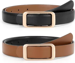 JASGOOD Women Reversible Leather Belt for Pants Jeans Ladies Waist Belt for Dresses