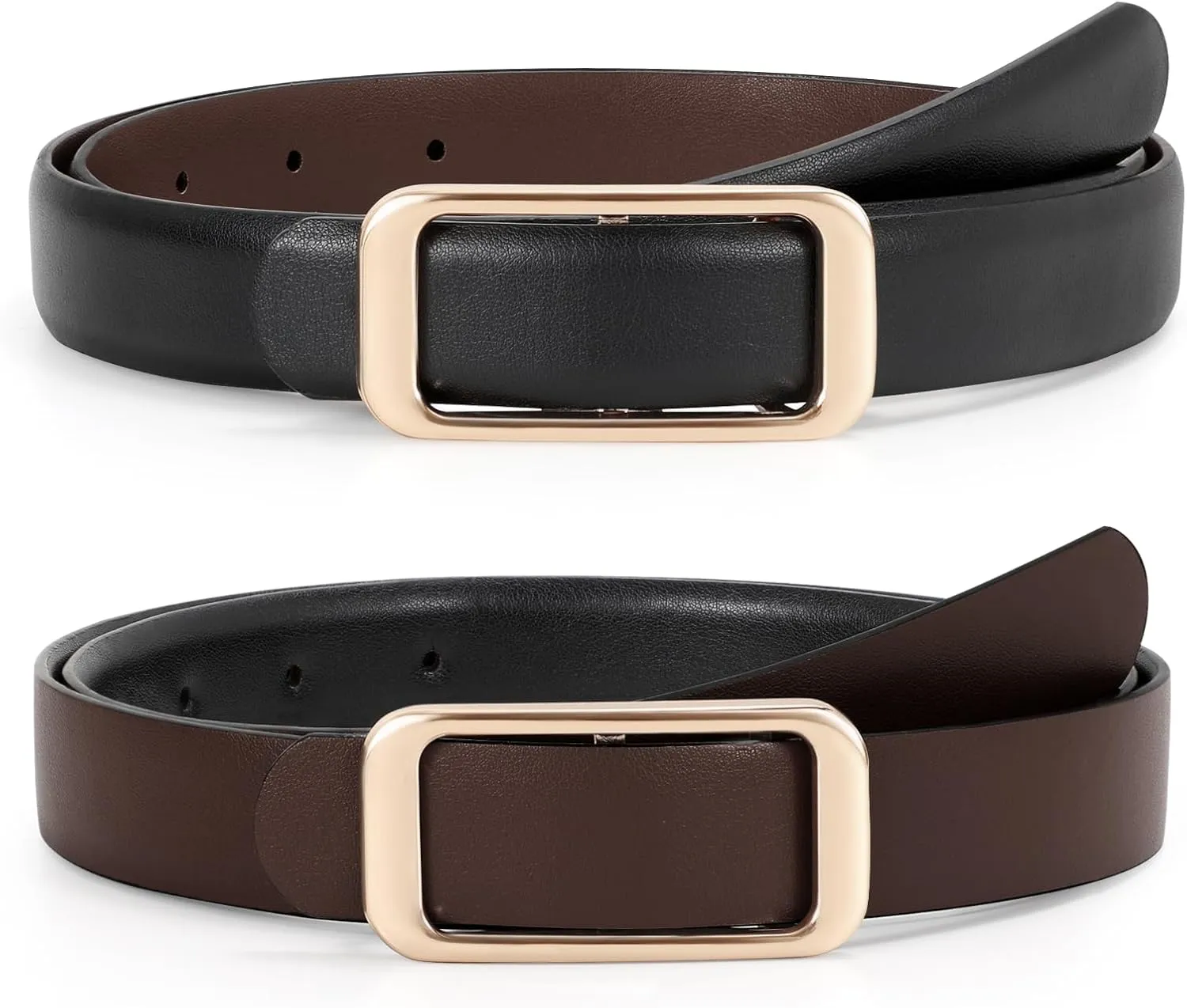 JASGOOD Women Reversible Leather Belt for Pants Jeans Ladies Waist Belt for Dresses