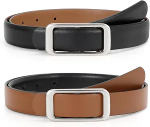 JASGOOD Women Reversible Leather Belt for Pants Jeans Ladies Waist Belt for Dresses