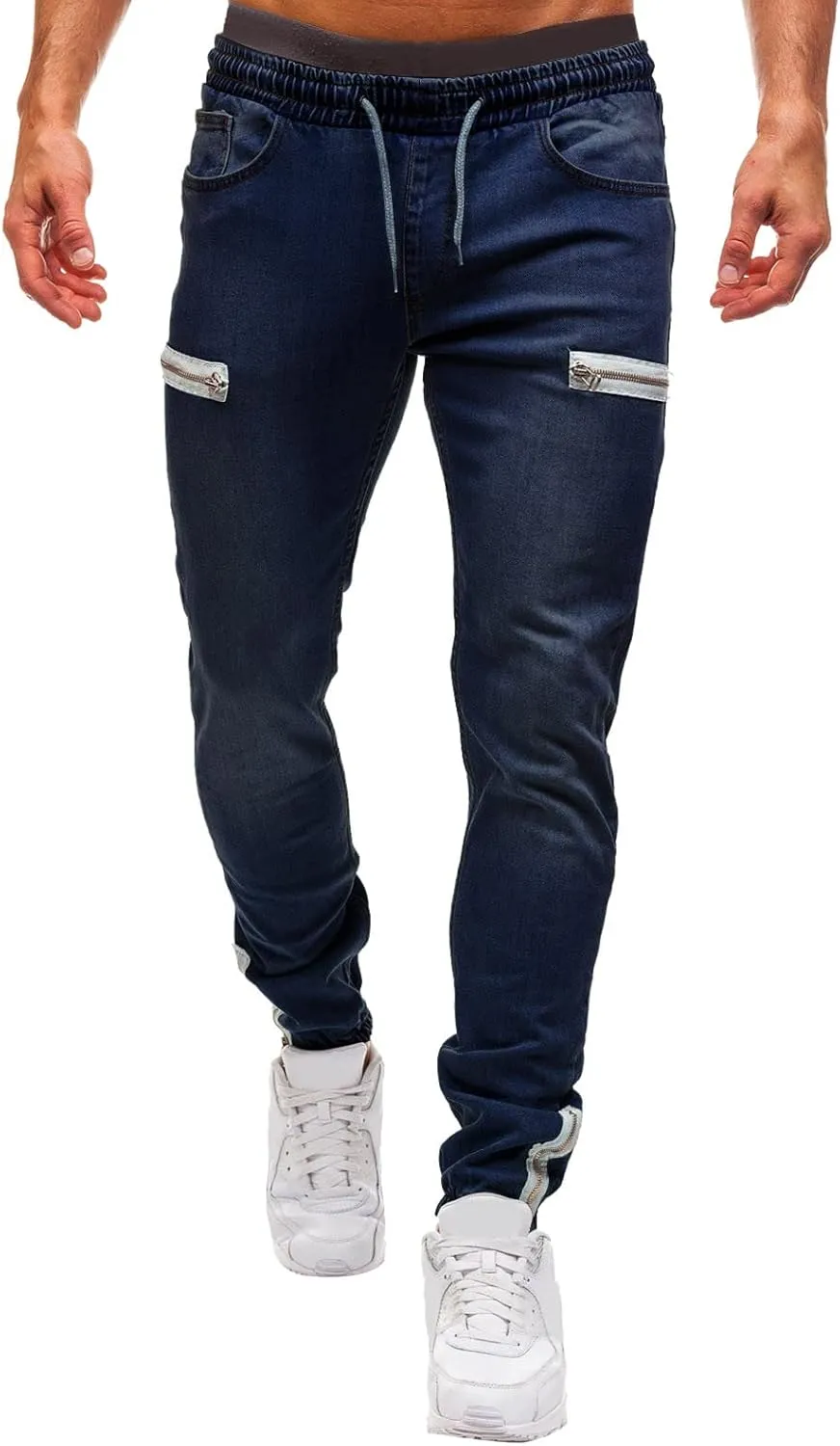 Jeans for Men Relaxed Fit Trousers Pure Colour Jean with Zipper Pocket Jean Trouser Solid Fashion Loose Wide Men's