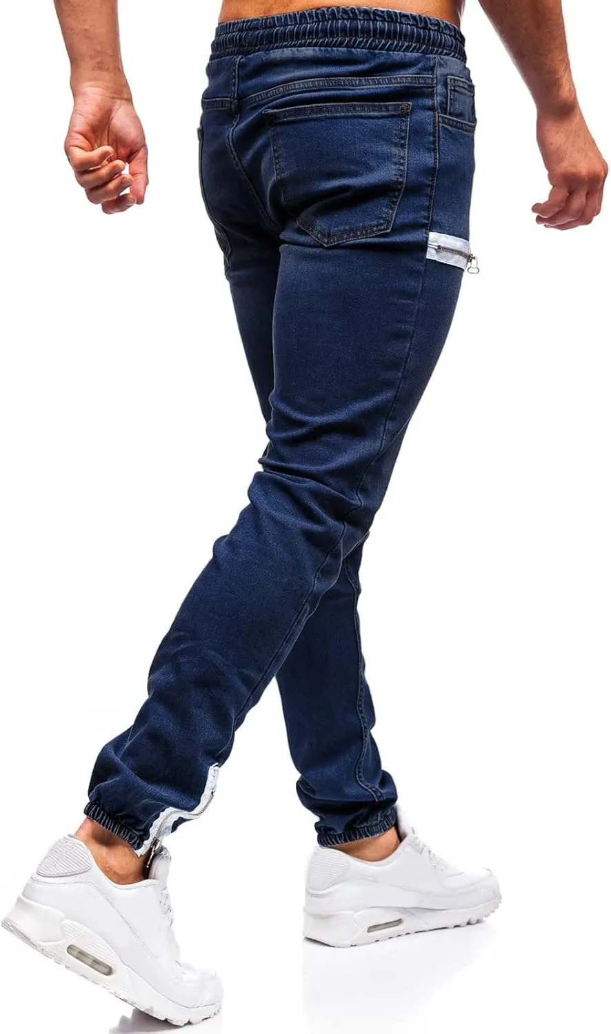Jeans for Men Relaxed Fit Trousers Pure Colour Jean with Zipper Pocket Jean Trouser Solid Fashion Loose Wide Men's