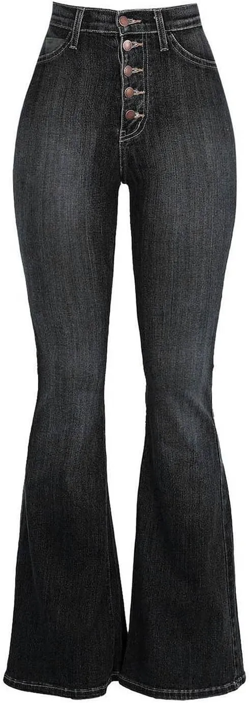 Jeans for Women Stretchy Bell Bottom High Waisted Jeans Slim Fit Flare Wide Leg Jeans Tummy Control with Pockets