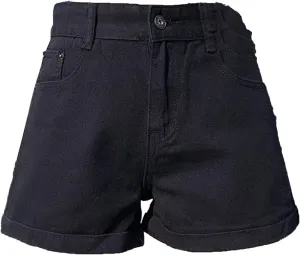 JEKE-DG Womens Ripped Hole Denim Shorts Summer Folded Hem Casual Short Jeans Fashion Distressed High Waisted Shorts