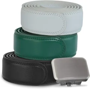 Joseph Elliott Belts Men's Genuine Leather Ratchet Adjustable Golf Belt, College Inspired Colors, 3 Golf Belt Set