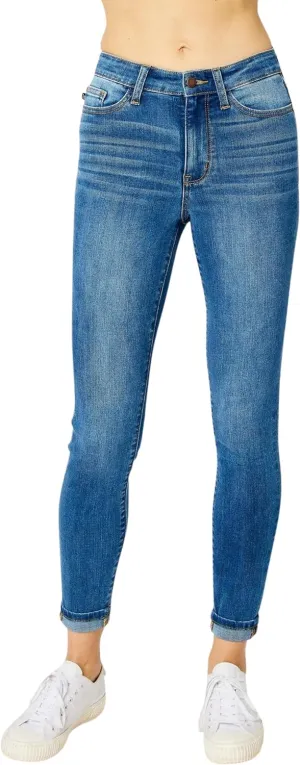 Judy Blue Women's High-Rise Cuffed Hem Skinny Jeans